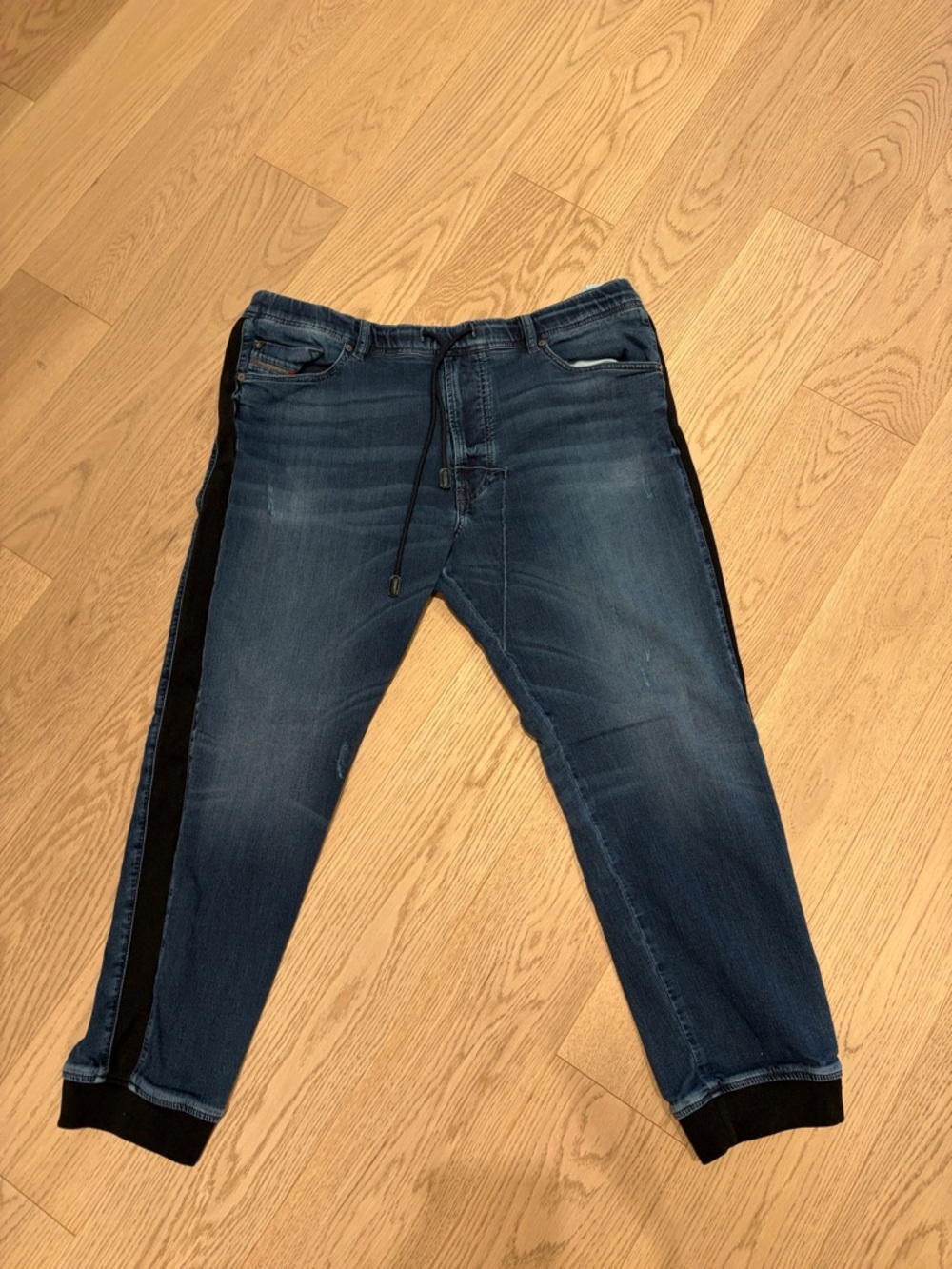 Diesel Slim Blue Jeans with Black Side Stripe